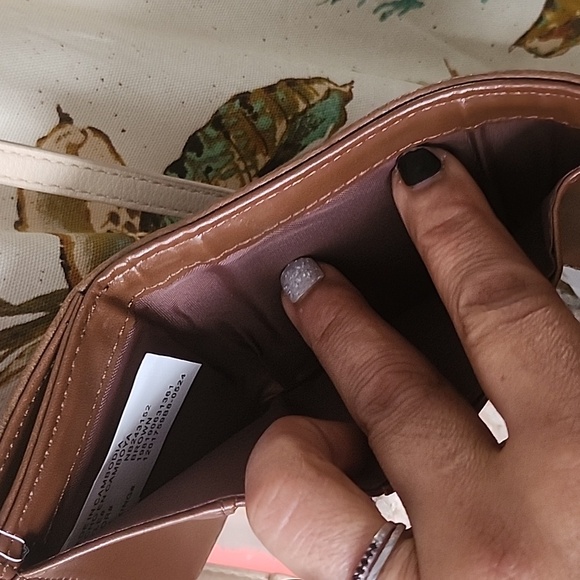 Brown Crossbody Bag with Cream Sherpa Pouch And Bom Bom Keychain Set Of 3 - Picture 12 of 17